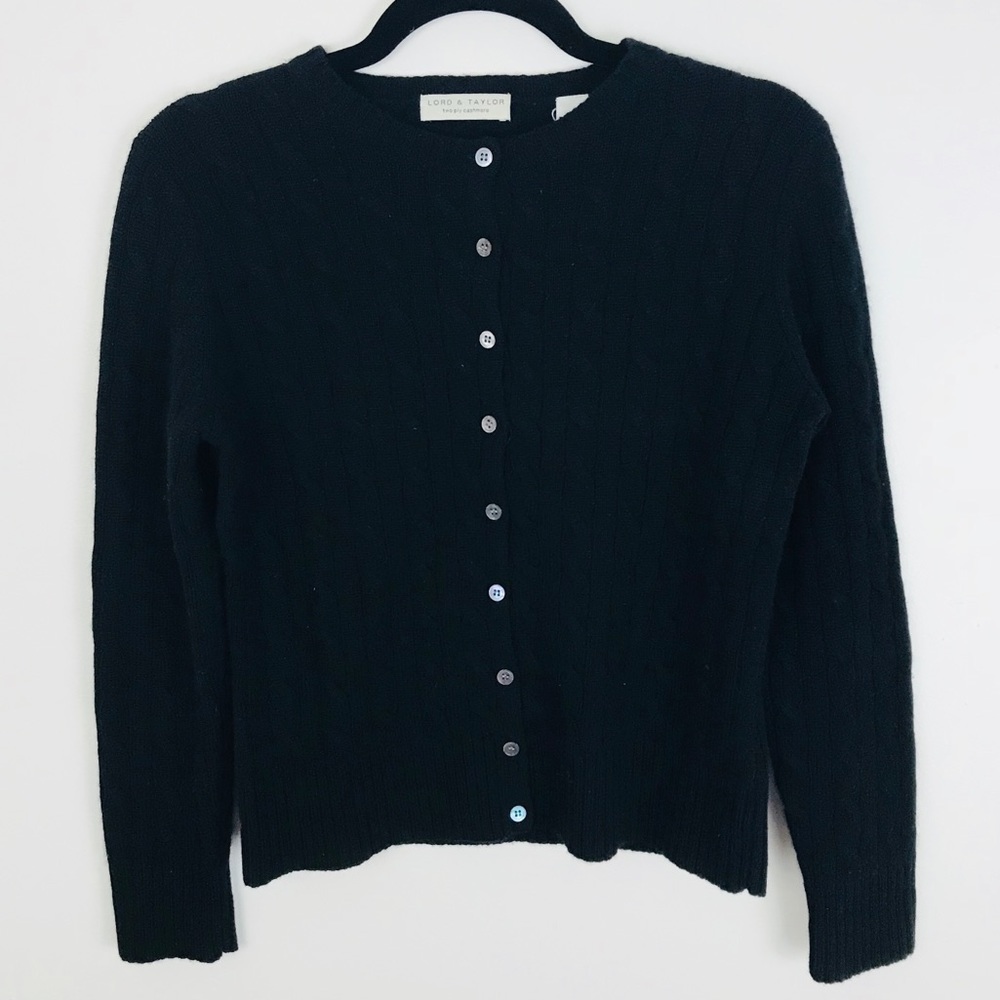 Vintage Lord & Taylor Black Cashmere Cardigan